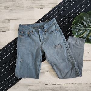 Levis Premium Taper Leg Mid Rise Jeans Distressed Size 24